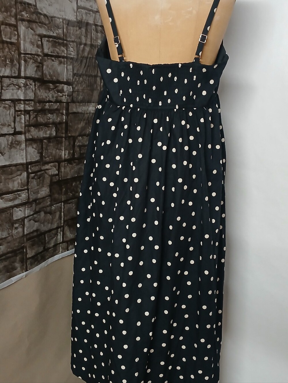 Abercrombie & Fitch Black Dress with White Polka Dots - Picture 2 of 6